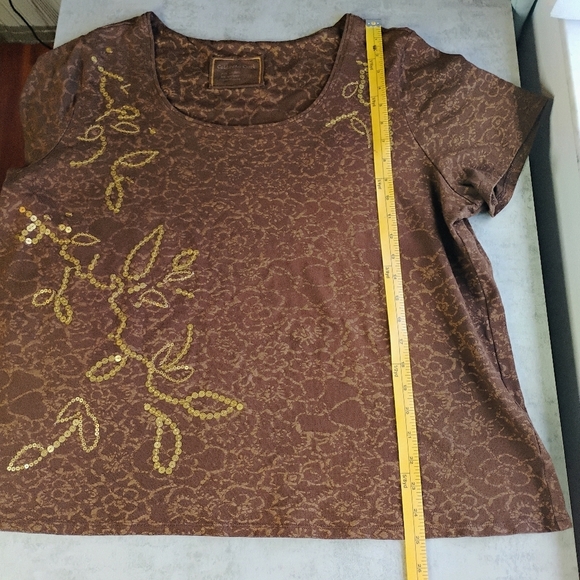 Coldwater Creek Floral Sequin Top Short Sleeve Casual Fairy Plus Size 2X - Picture 8 of 10